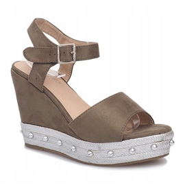 Sandálias de cunha verdes de viagem multicolorido 1