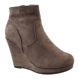 Botas de camurça em cunha 122D marrom castanho 1