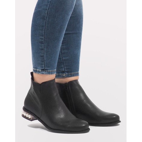 LEI-189 botas pretas com pérolas preto 2