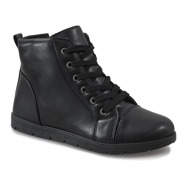 Botas pretas MY551-2T ​​com atacadores preto 1