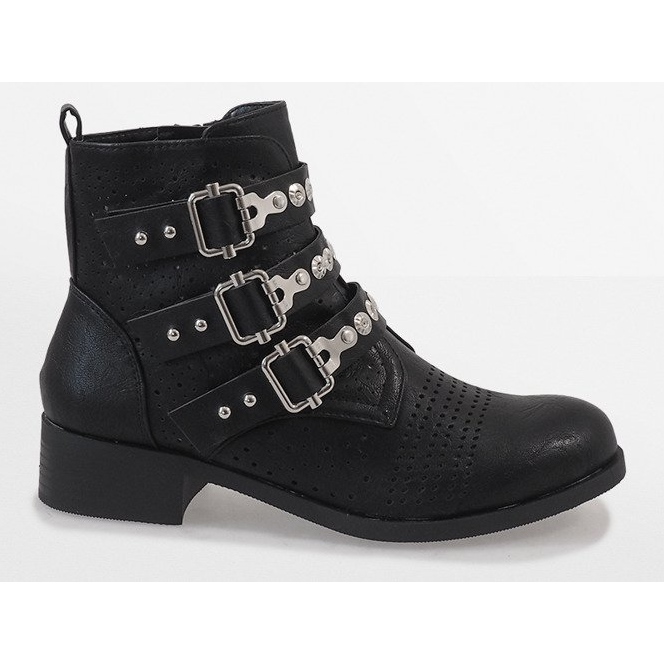 Botas pretas com fivelas 7168-PA preto 2 Botas pretas com fivelas 7168-PA preto 2