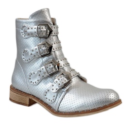 Botas prateadas com fivelas CLS-57 cinza 1