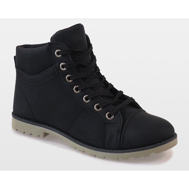 Botas pretas com cordões BK-77 preto 1