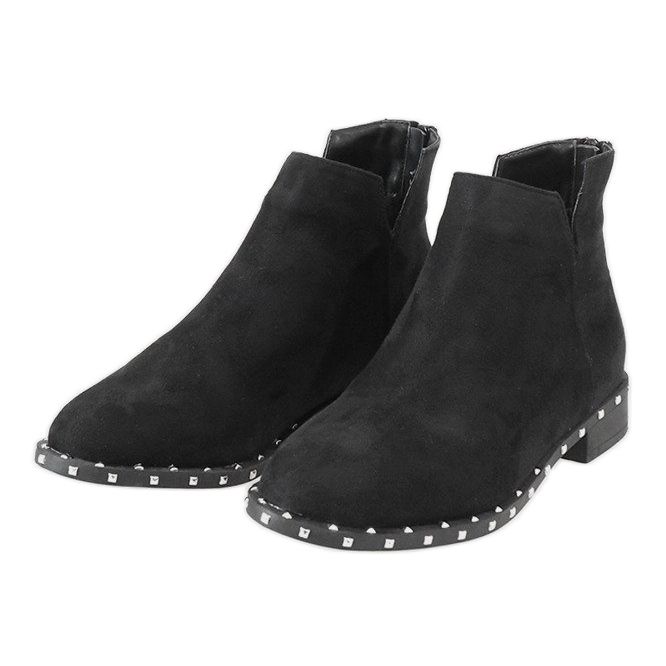 Botas de camurça preta com tachas 3283-1 preto 2 Botas de camurça preta com tachas 3283-1 preto 2