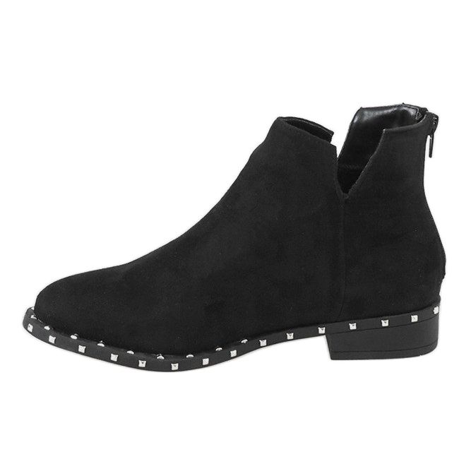 Botas de camurça preta com tachas 3283-1 preto 1 Botas de camurça preta com tachas 3283-1 preto 1