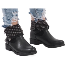 Botas de tornozelo envoltas em preto com lantejoulas LY-2698 1
