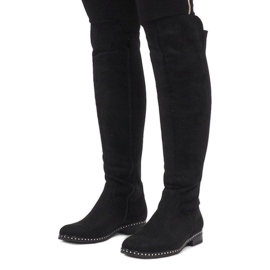 Botas de camurça preta com tachas H305 preto 1 Botas de camurça preta com tachas H305 preto 1