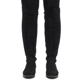 Botas de camurça preta com tachas H305 preto 2 Botas de camurça preta com tachas H305 preto 2
