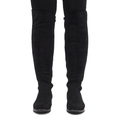 Botas de camurça preta com tachas H305 preto 2 Botas de camurça preta com tachas H305 preto 2
