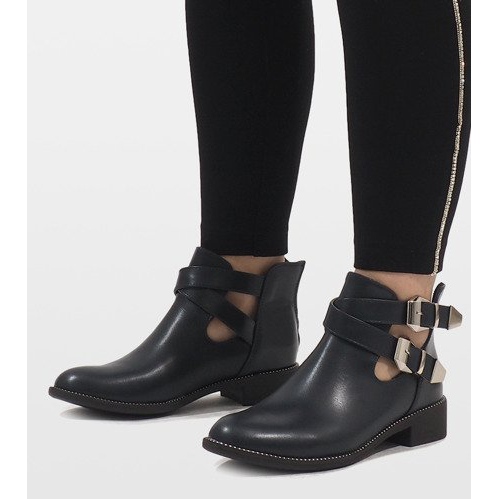 Ideal Shoes Botas abertas azul marinho Y8157 2