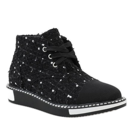 Botas pretas com cordões TS1811 preto 1 Botas pretas com cordões TS1811 preto 1