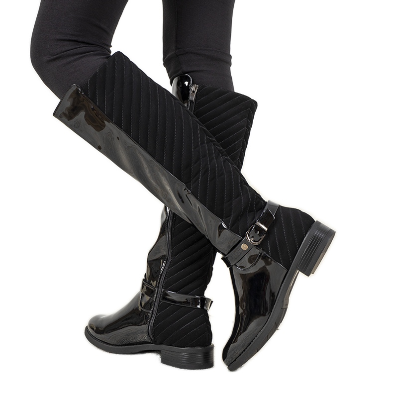 BM Botas laqueadas pretas W-93 preto 2