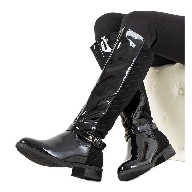 BM Botas laqueadas pretas W-93 preto 1