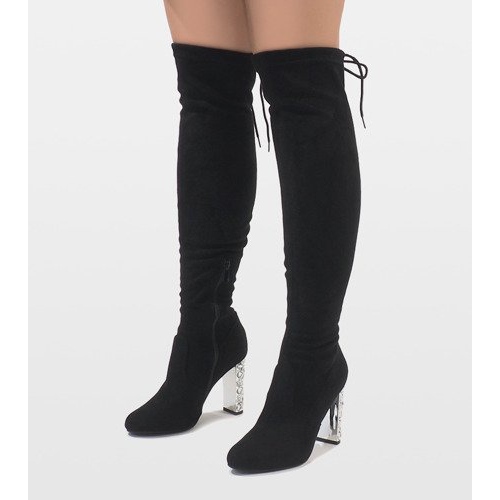 Botas de camurça preta em um pino de diamante BM177 preto 1