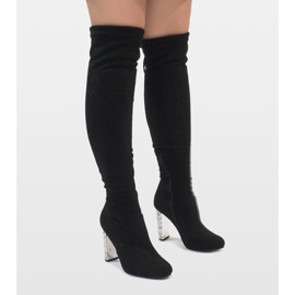 Botas de camurça preta em um pino de diamante BM177 preto 2