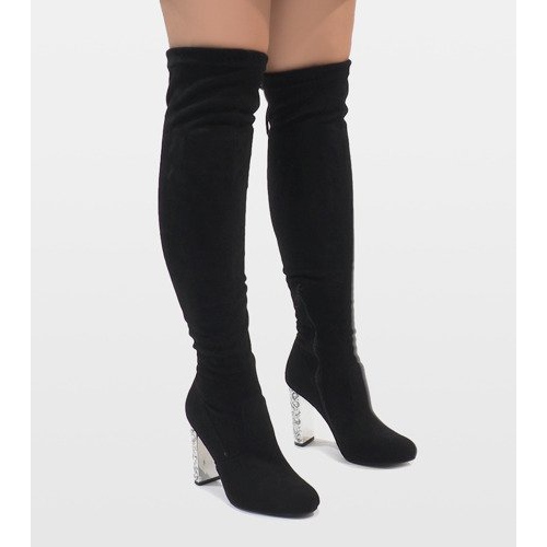 Botas de camurça preta em um pino de diamante BM177 preto 2