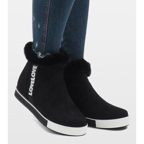 Botas de camurça pretas com forro de pele NB252P-1 preto 1