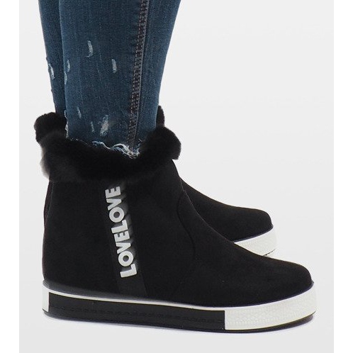 Botas de camurça pretas com forro de pele NB252P-1 preto 2