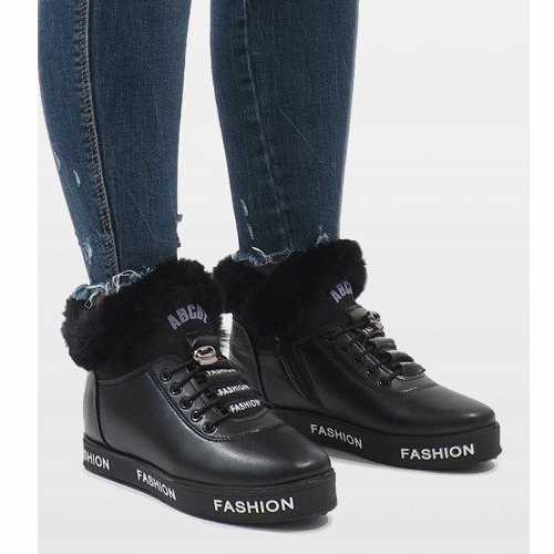 Botas pretas GF-ZM106 forradas de pele preto 1