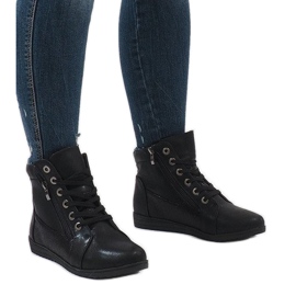 Botas pretas com cordões R44L-2 preto 1