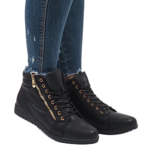 Botas pretas com cordões R43L-1 preto 1