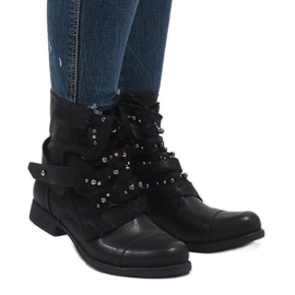 Botas pretas com cordões isolados F1610 preto 2