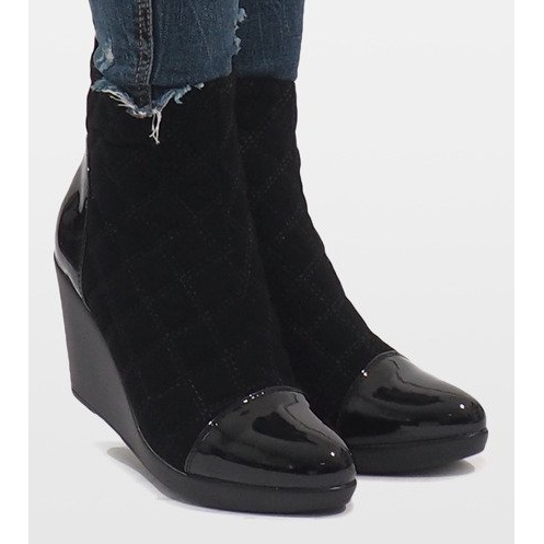 Botas elegantes em cunha 1455 pretas preto 2