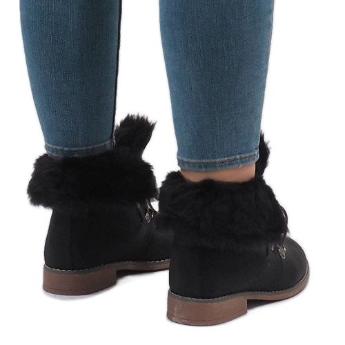 Botas de pele pretas com isolamento B9816-KB preto 1 Botas de pele pretas com isolamento B9816-KB preto 1
