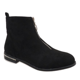 Botins de camurça preta com zíper LL6300 preto 1 Botins de camurça preta com zíper LL6300 preto 1