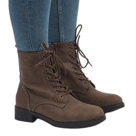 Botas caqui com cordões isolados W122 cáqui 2