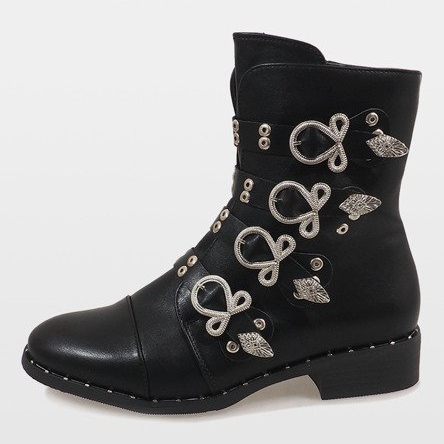 Botas pretas com fivelas 7163-PA preto 2