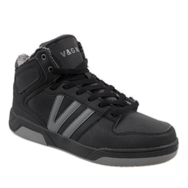 Tênis alto preto com pele M667-2 1