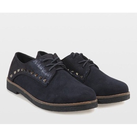 Sapatos pretos com cordões com tachas LX155 2