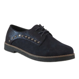 Sapatos de renda azul marinho com tachas LX155 azul-marinho 1