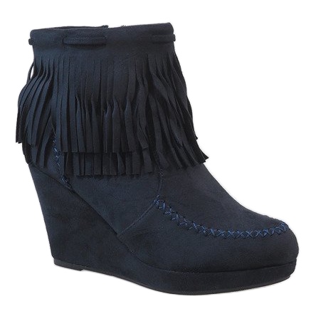 Botas boho cunha de camurça azul marinho LM-653 1 Botas boho cunha de camurça azul marinho LM-653 1