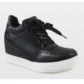 Tênis preto com zíper MY560 dourado 1