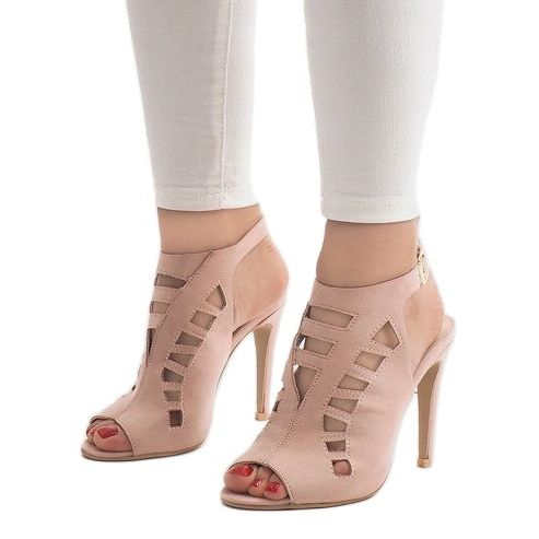 Botas rosa perfuradas em salto alto 238-8 1 Botas rosa perfuradas em salto alto 238-8 1