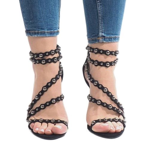 Sandálias pretas de salto alto LE042P preto 2