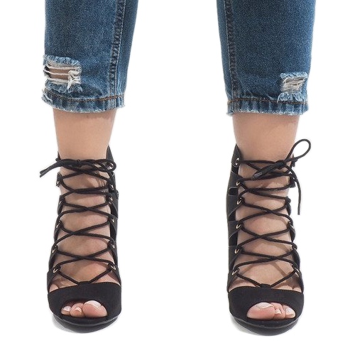 Botas pretas abertas em salto alto 9095-83A preto 2