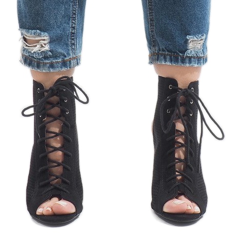 Botas pretas abertas de salto 1610-22 preto 2