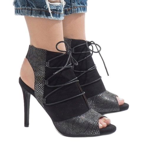 Botas pretas abertas em salto HF168-3 preto 1