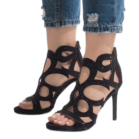 Botas pretas abertas em salto alto HF1436-20 preto 1