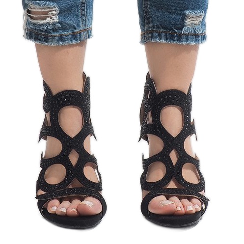 Botas pretas abertas em salto alto HF1436-20 preto 2