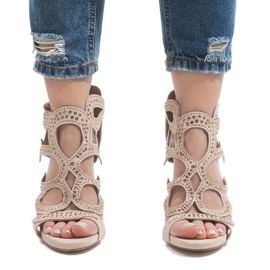 Botas abertas bege em salto alto HF1436-20 2