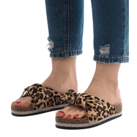 Chinelos leopardo com laço N-33 castanho 1