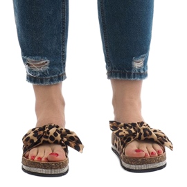 Chinelos leopardo com laço N-33 castanho 2