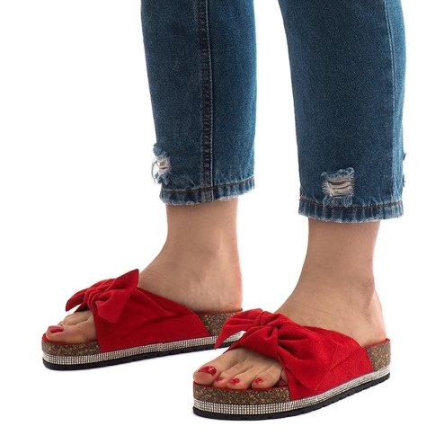 Chinelos vermelhos com laço N-33 1 Chinelos vermelhos com laço N-33 1