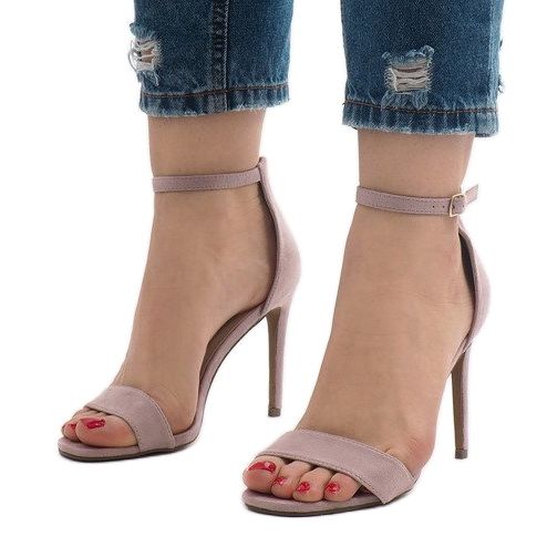 Sandálias de salto alto de camurça roxa SY-31P roxo 1