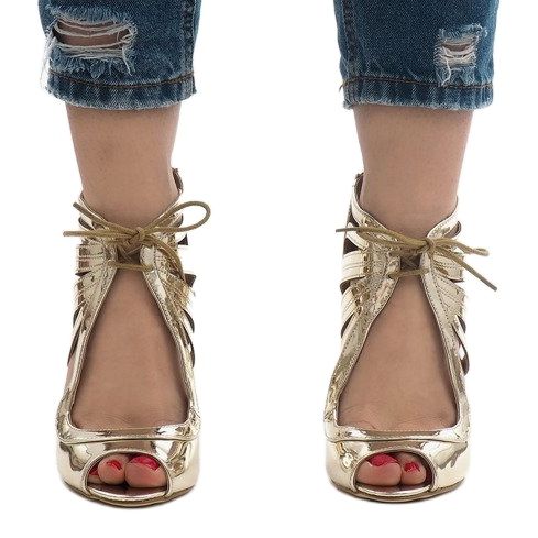 Botas douradas envernizadas com a parte superior aberta C-003 dourado 1