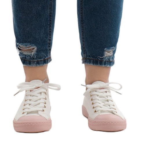 Tênis branco YZ110-9 rosa 2